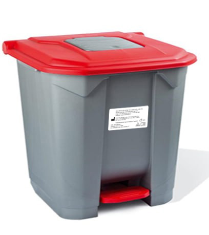 Відро для сміття пластикове з педаллю сіре (червоне маркування) 30 л